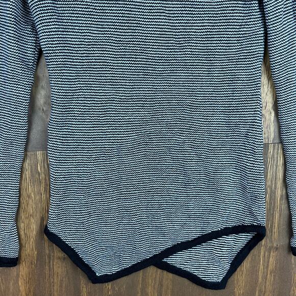 Express Womens Sweater Black White Stripe Wool Cowl Neck Asymmetrical Hem XS - Picture 4 of 13